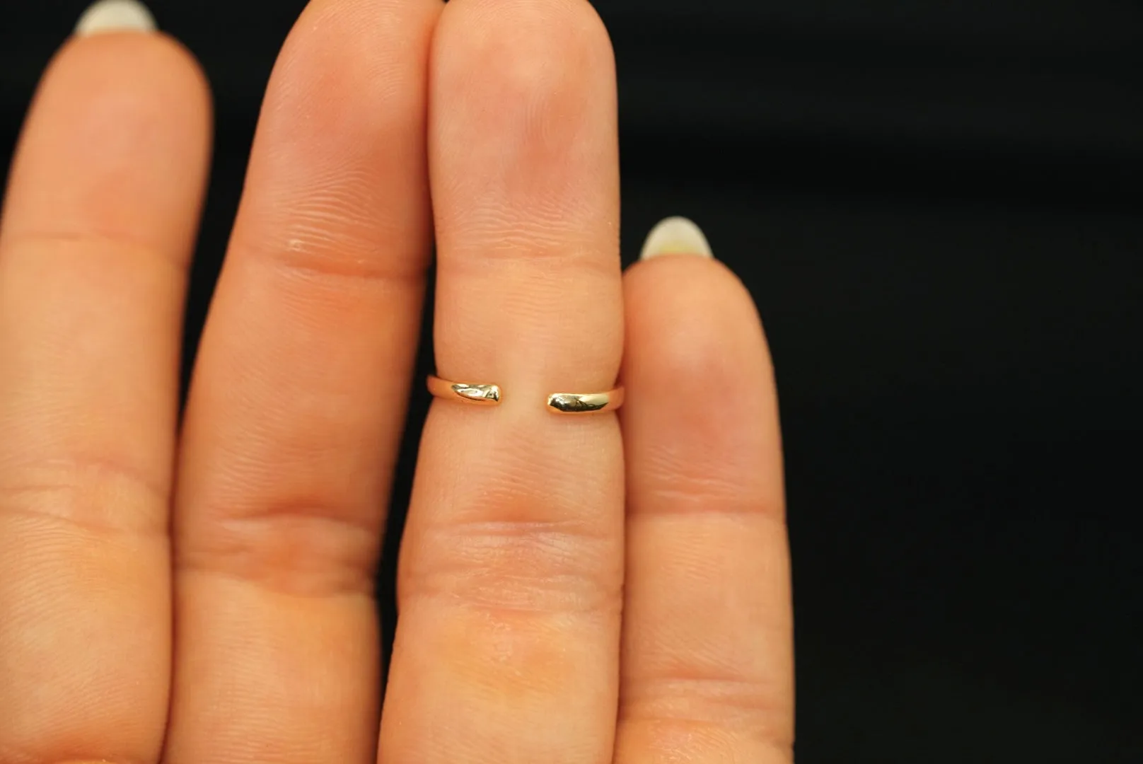 14k Crystal Glow – Open Cuff Band Ring Crafted for Timeless Elegance