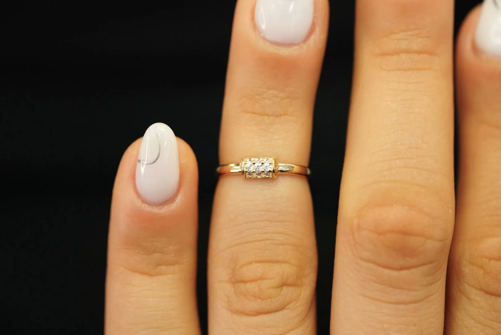 14k Crystal Glow – Open Cuff Band Ring Crafted for Timeless Elegance