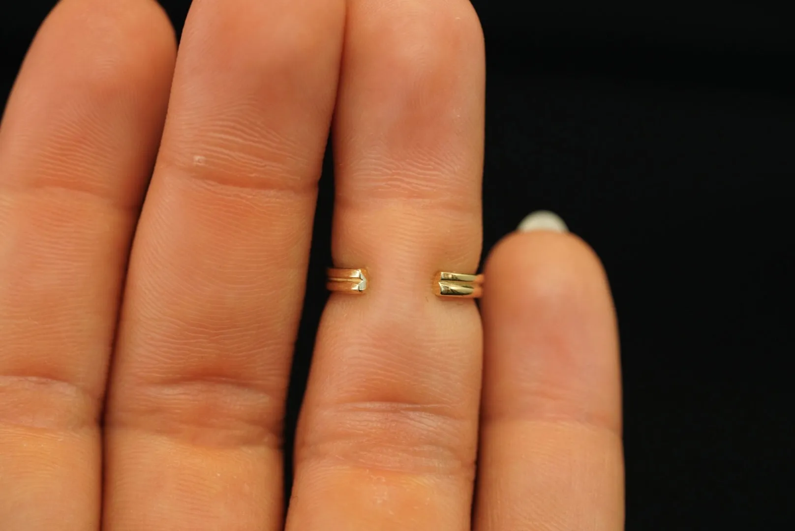 14k Crystal Glow – Open Cuff Ring That Combines Boldness with Sparkle
