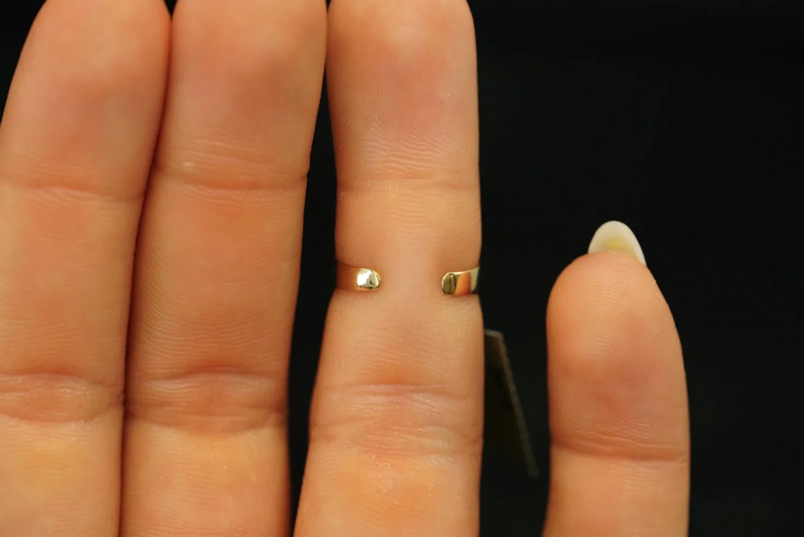 14k Elegant Steps – Open Cuff Feet Ring That Walks with Style
