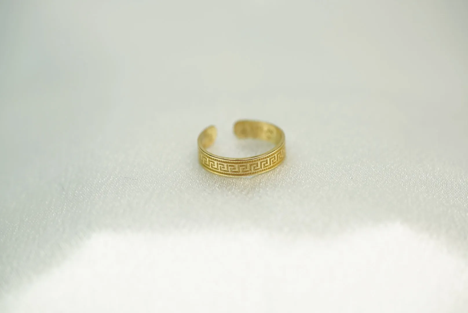 14k Greek Elegance – Open Cuff Band Ring with Timeless Design
