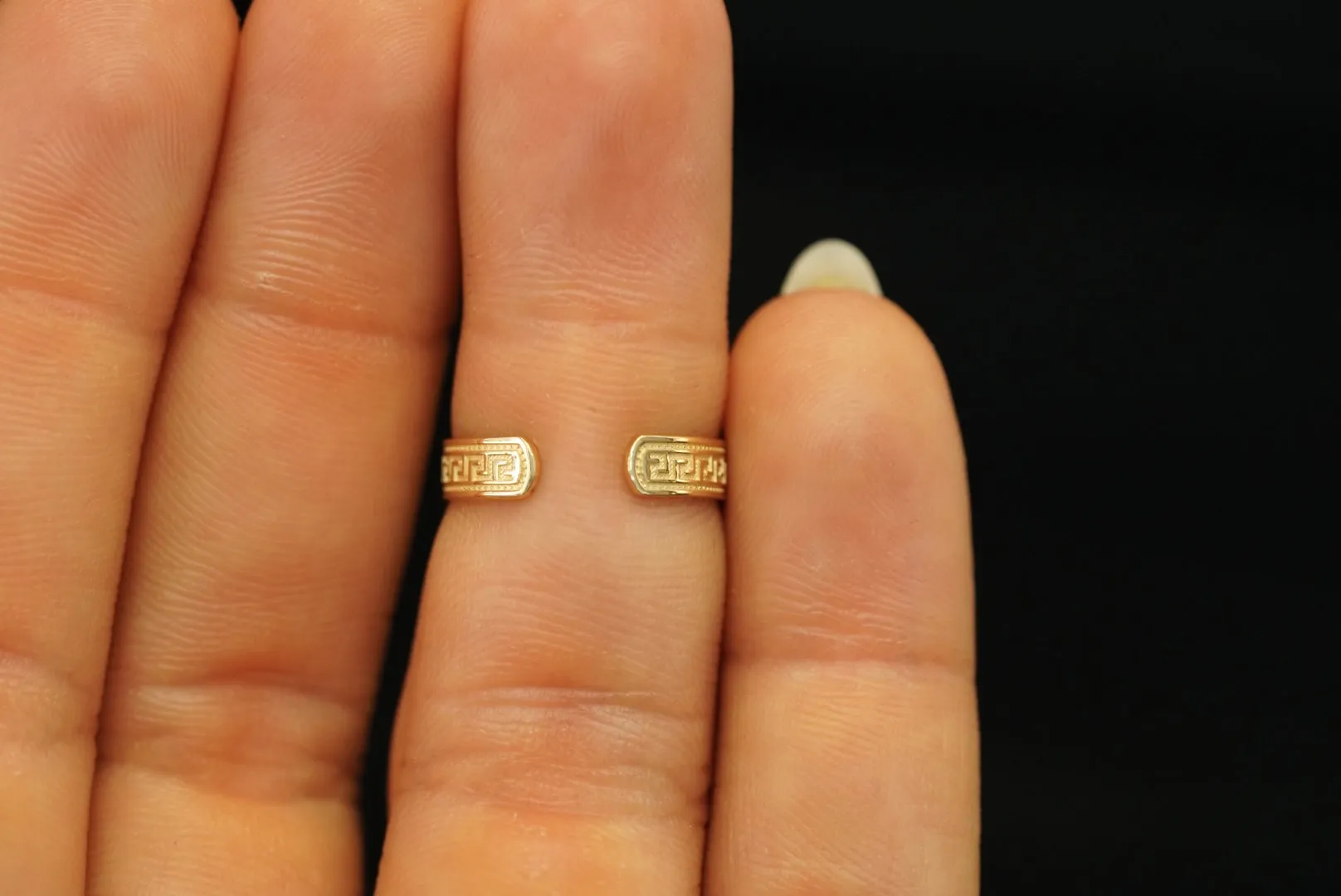 14k Greek Elegance – Open Cuff Band Ring with Timeless Design