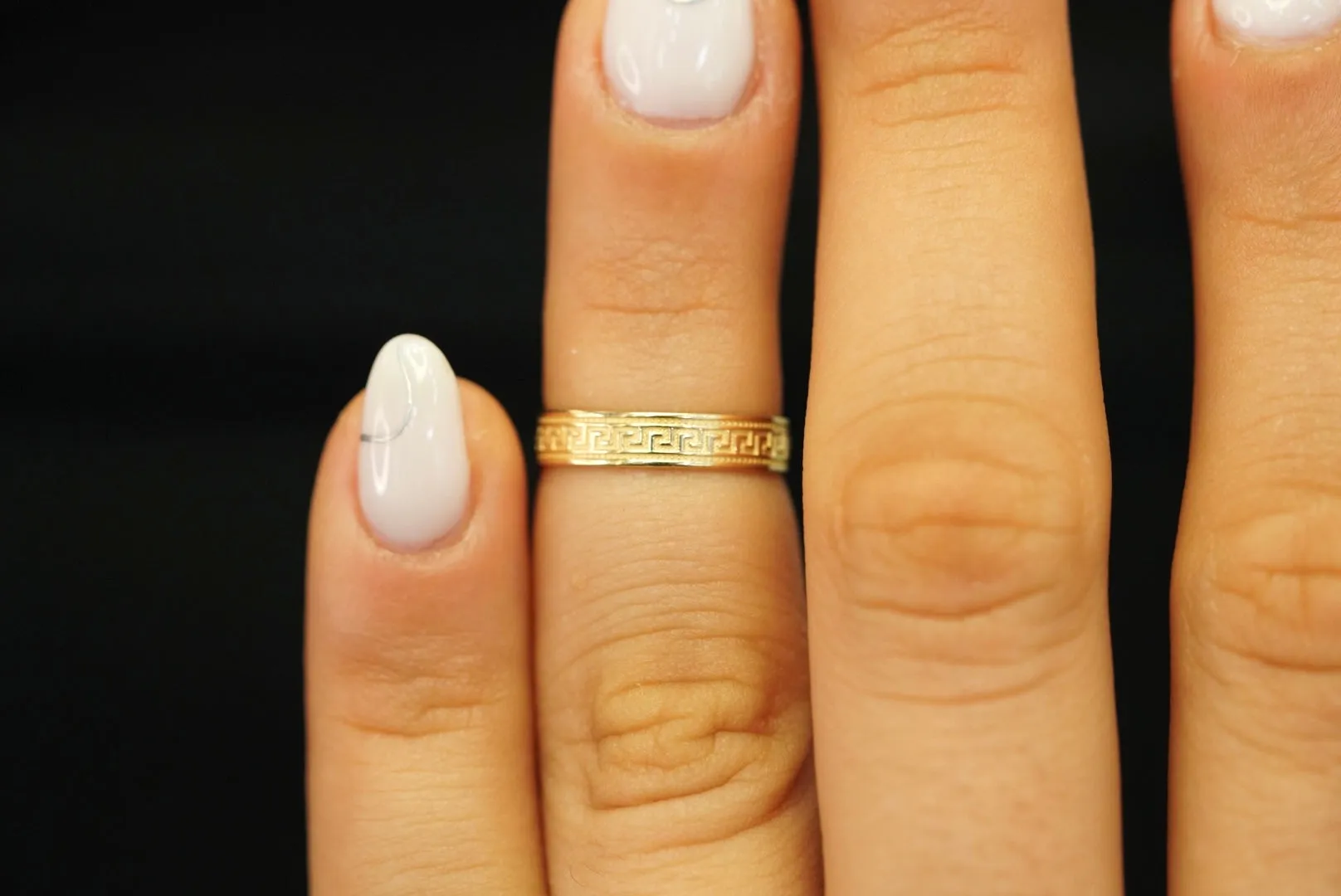 14k Greek Elegance – Open Cuff Band Ring with Timeless Design
