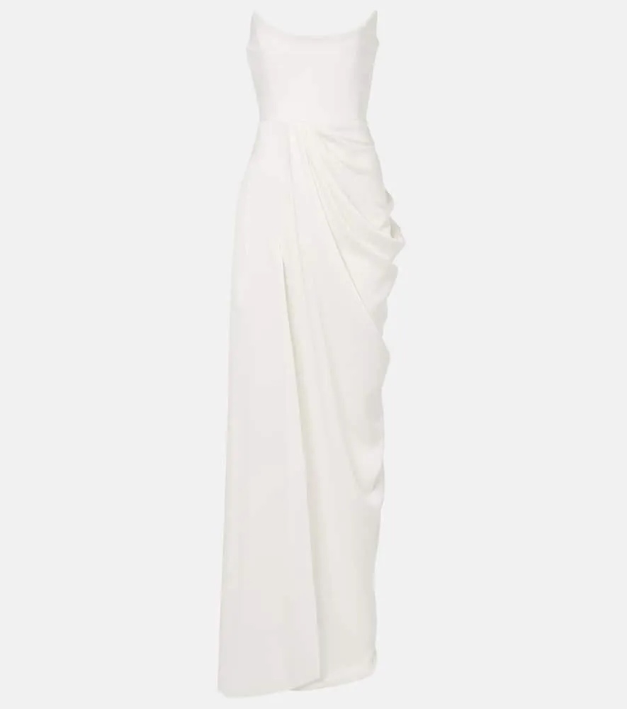 Alex Perry Bridal draped cr√É¬™pe bustier gown