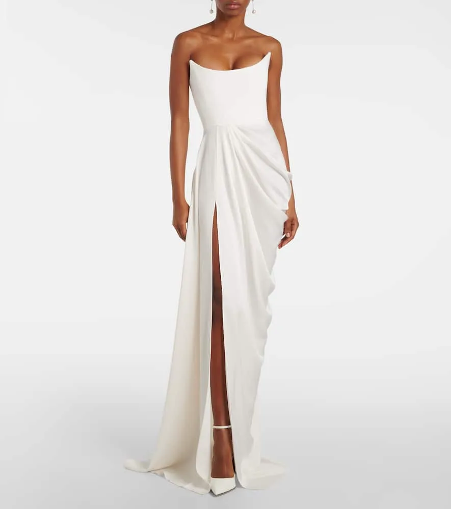 Alex Perry Bridal draped cr√É¬™pe bustier gown