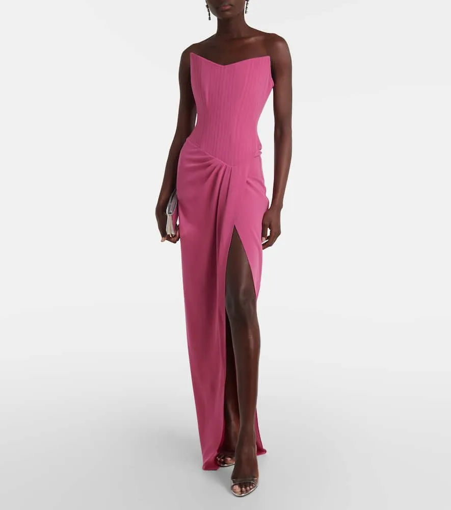 Alex Perry Draped cr√É¬™pe corset gown