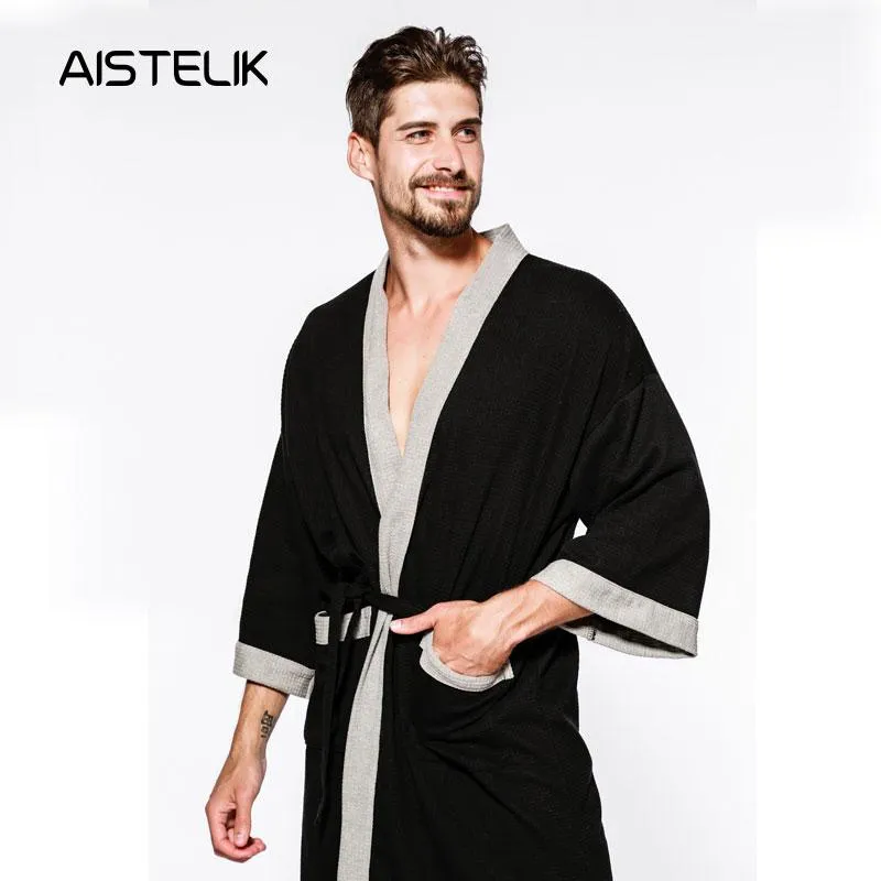 Autumn men's cotton long-sleeved extra large size bathrobe long section plus fertilizer to increase nightgown cotton
