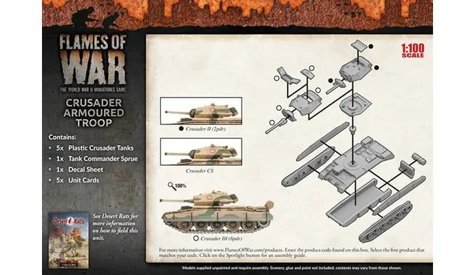 Battlefront Miniatures Flames of War British Crusader Armoured Troop FOW BBX39