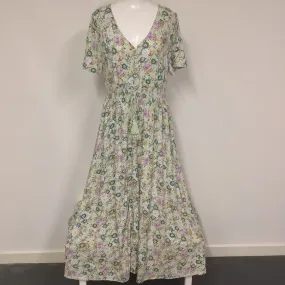 BNWT Joe Browns Pale Green & Purple Floral Maxi Dress w/Crochet Back Size 16