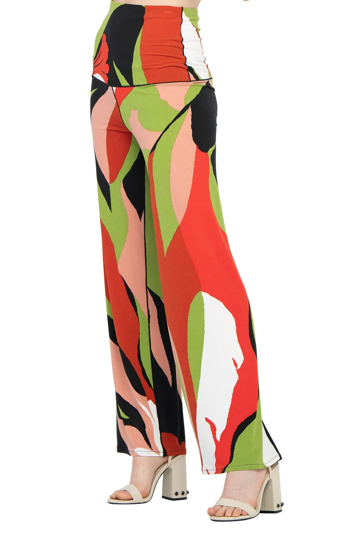 Extra High Elastic Waist Straight Pants