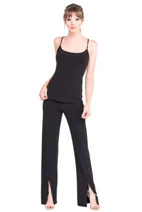 Front Slit DBL Layered Long Pants