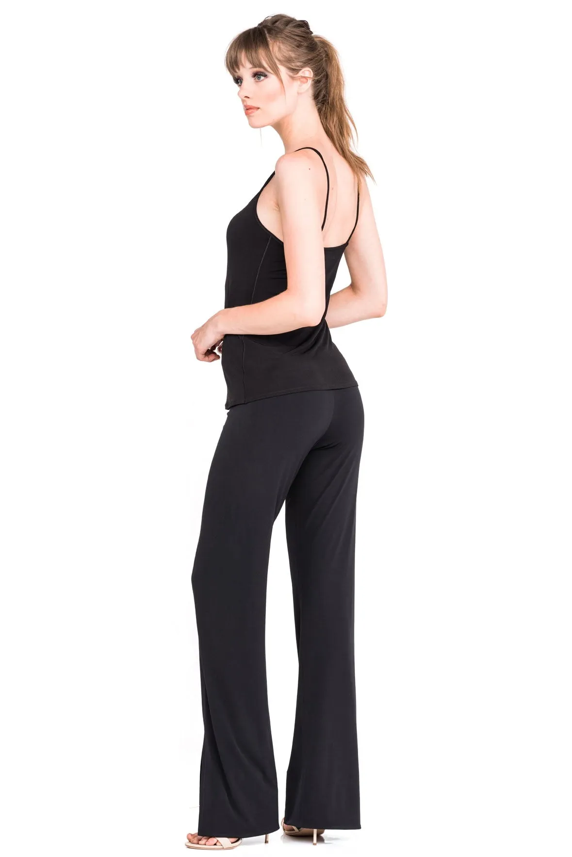 Front Slit DBL Layered Long Pants