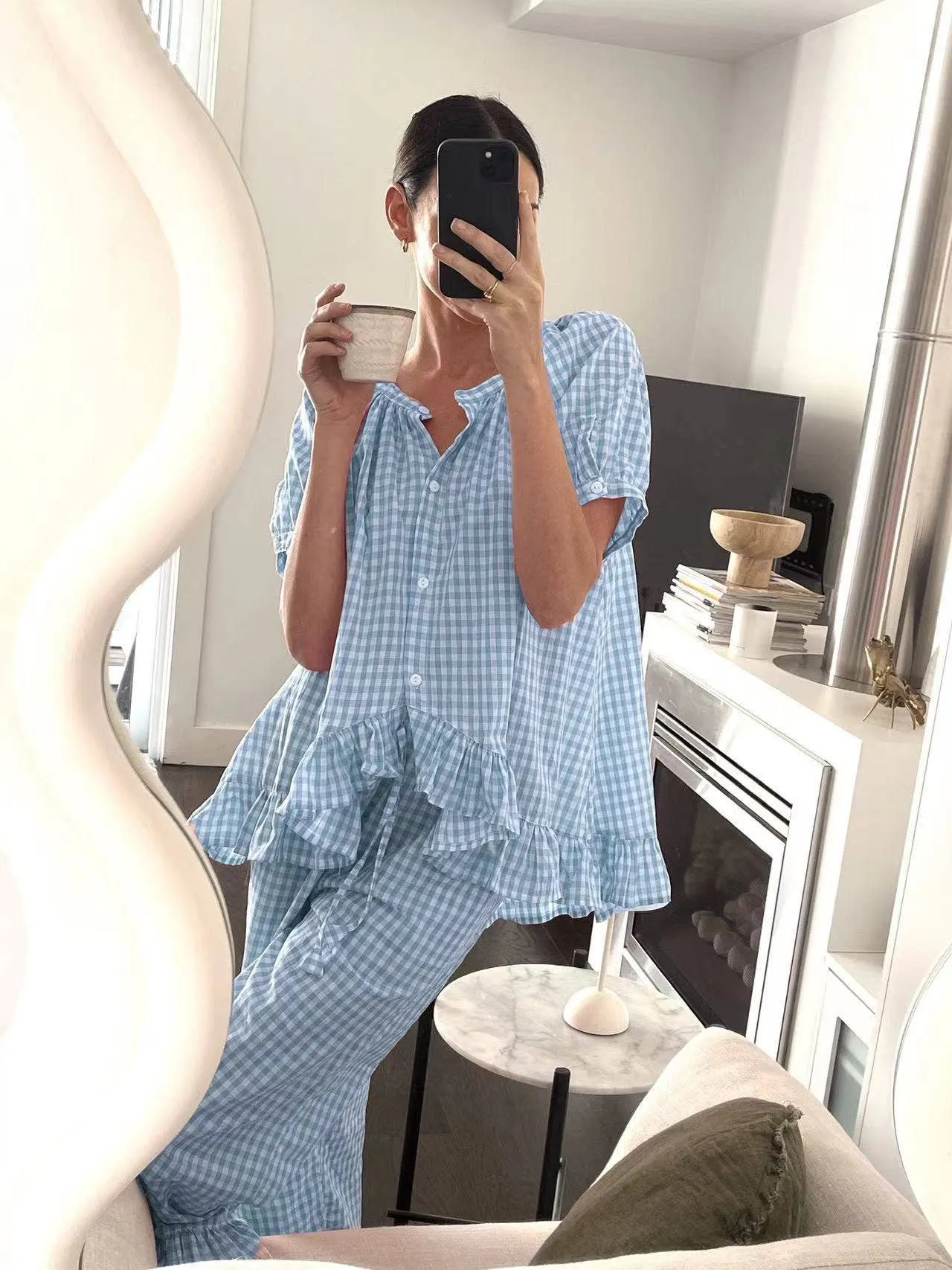 Girly Gingham Lounge Set