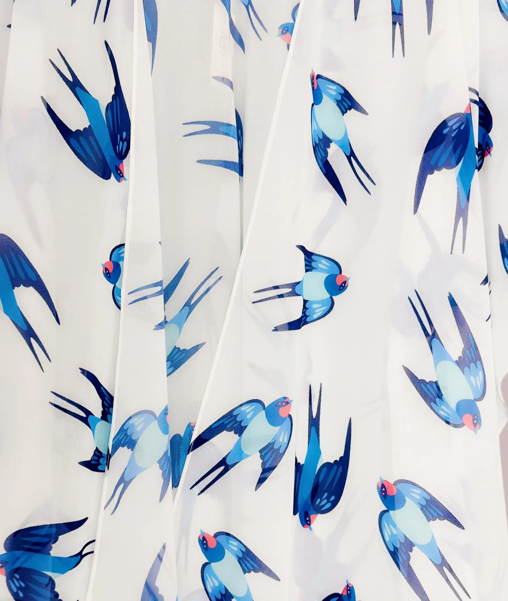 JC062870 White-Blue Swallow Open Front Kimono