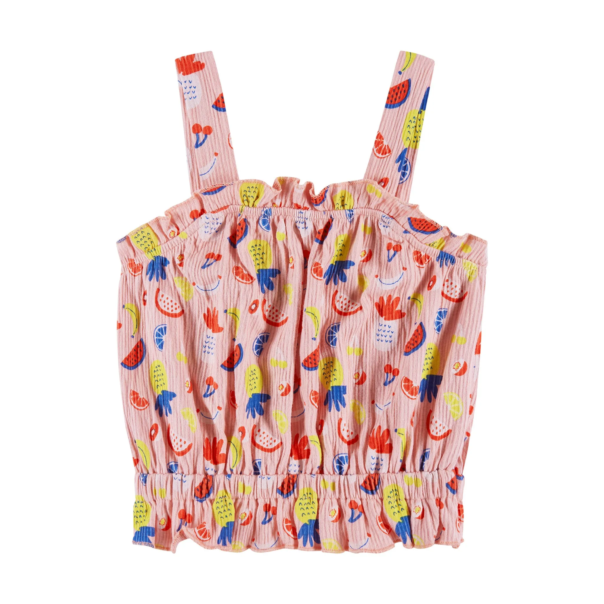 Kids (2-6) Ruffle Tank & Short Set | Pink Fruit Print