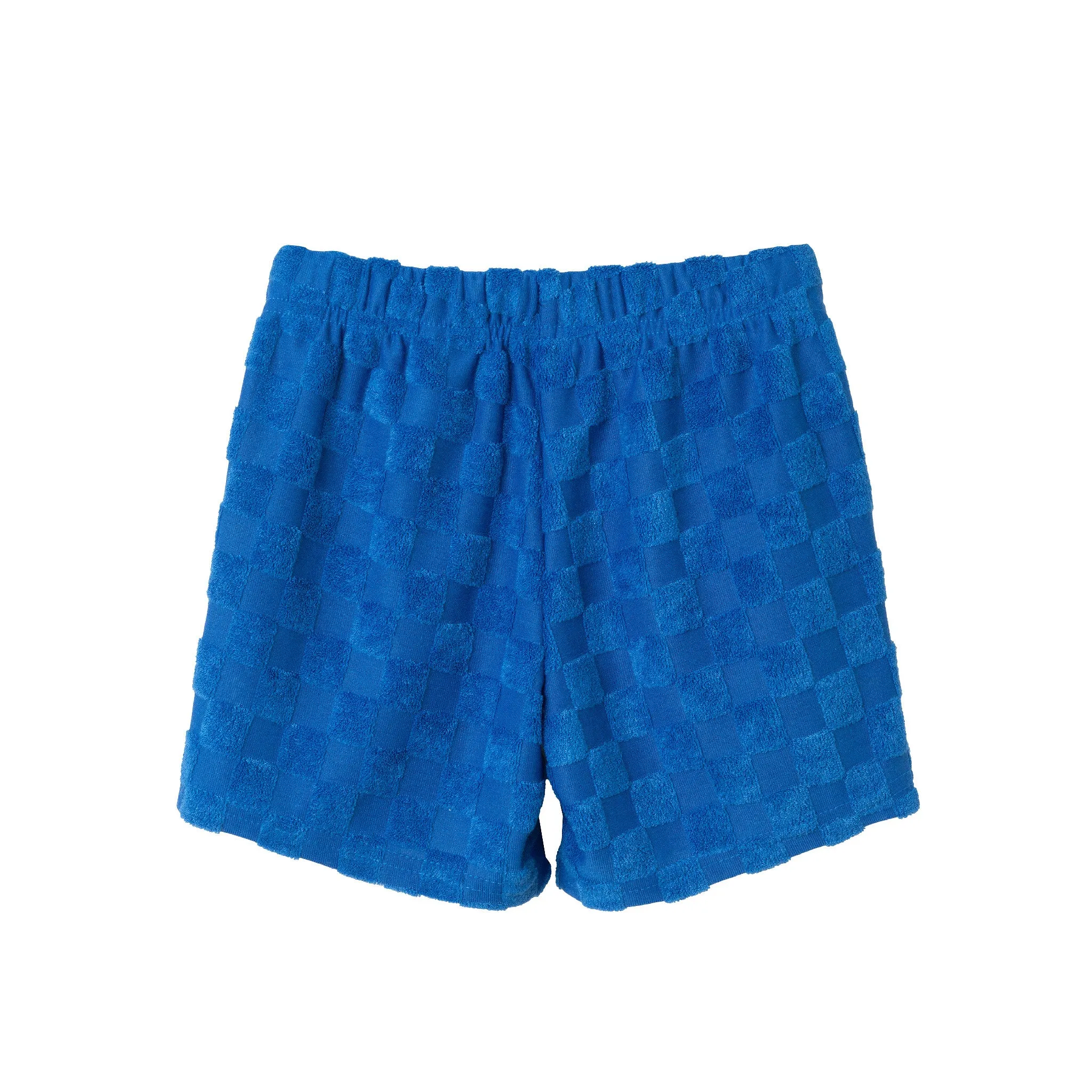 Kids (2-8) Textured Terry Shirt & Short Set | Blue Check