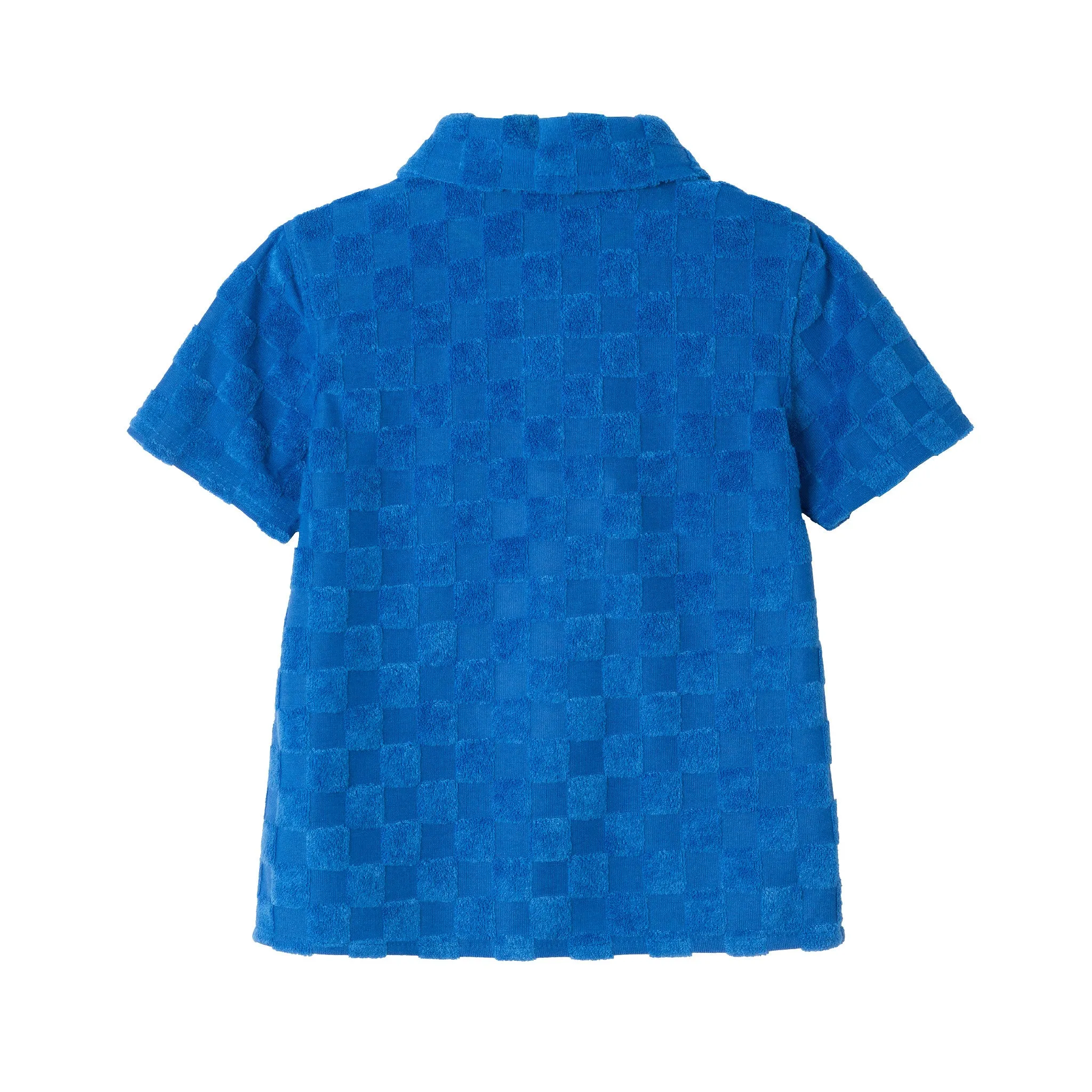 Kids (2-8) Textured Terry Shirt & Short Set | Blue Check
