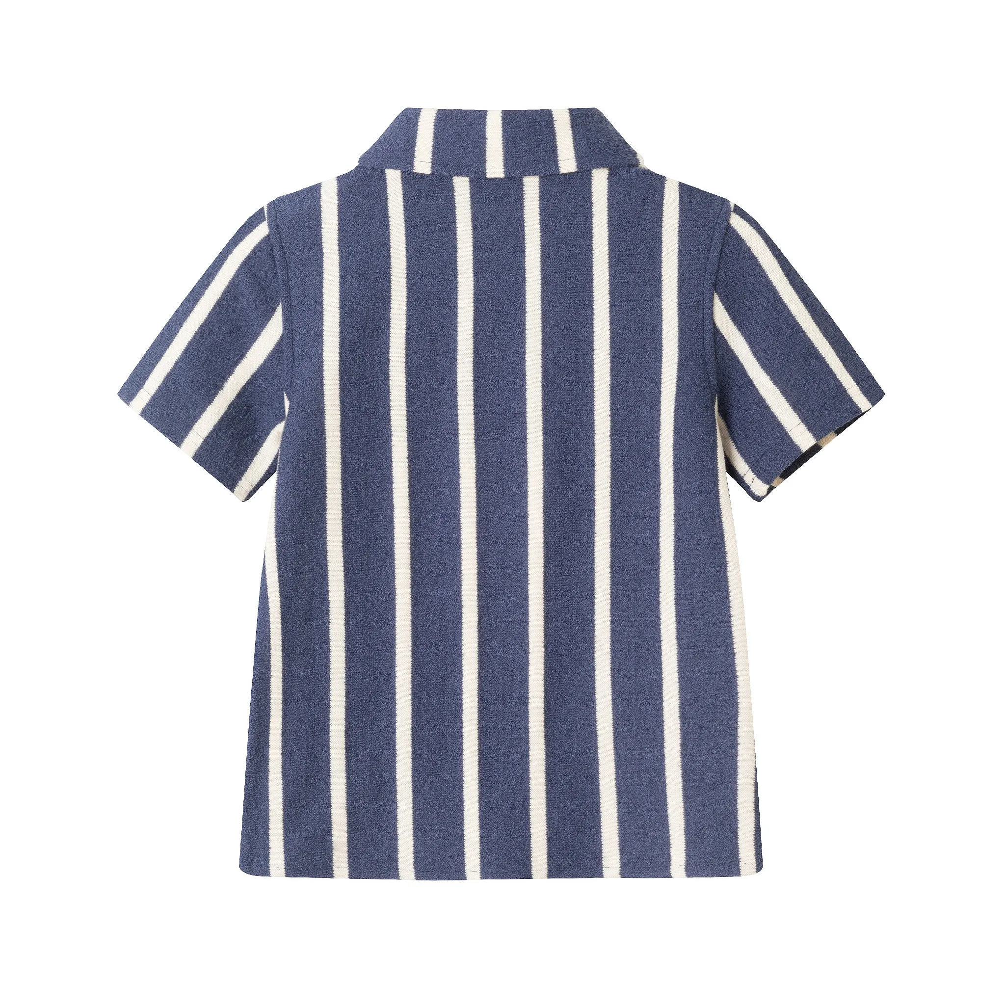 Kids (2-8) Textured Terry Shirt & Short Set | Navy Stripe