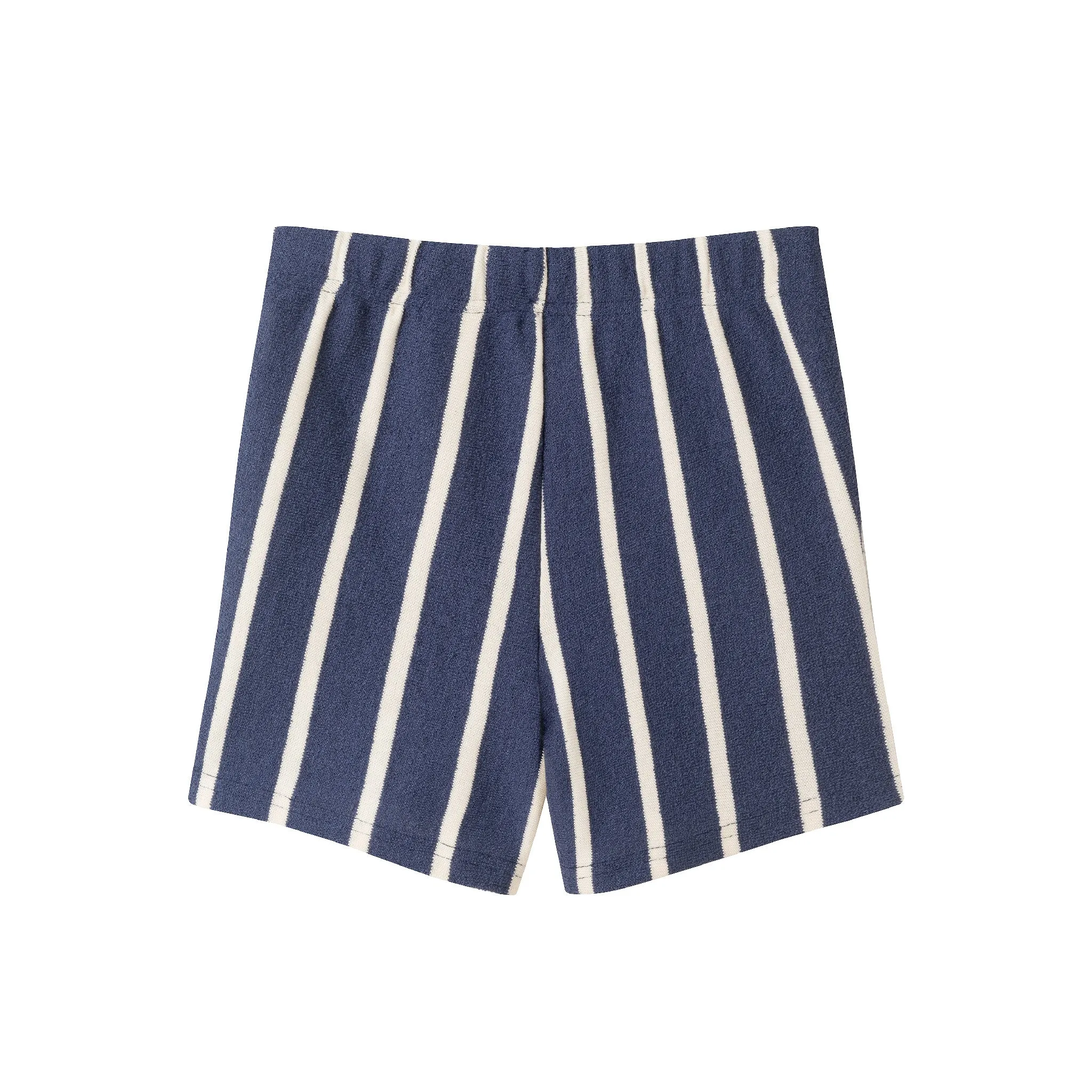 Kids (2-8) Textured Terry Shirt & Short Set | Navy Stripe