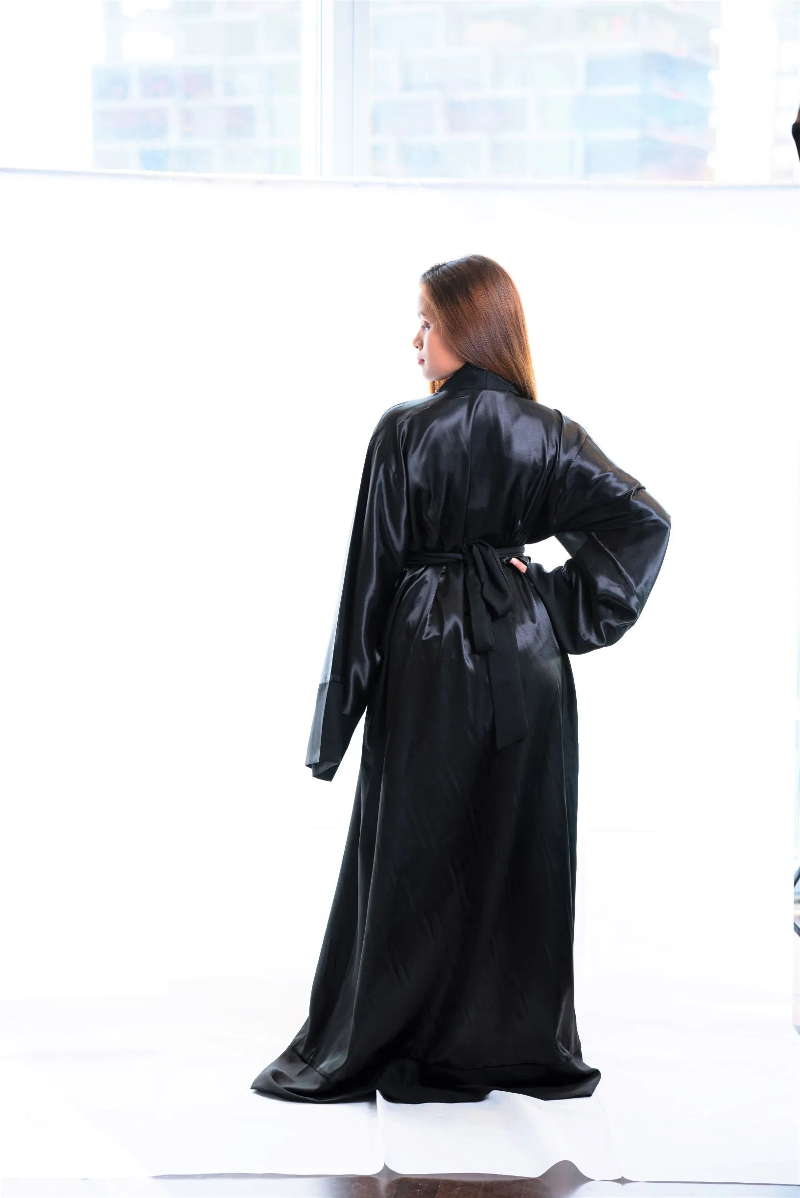 Lorraine Black Silk Robe