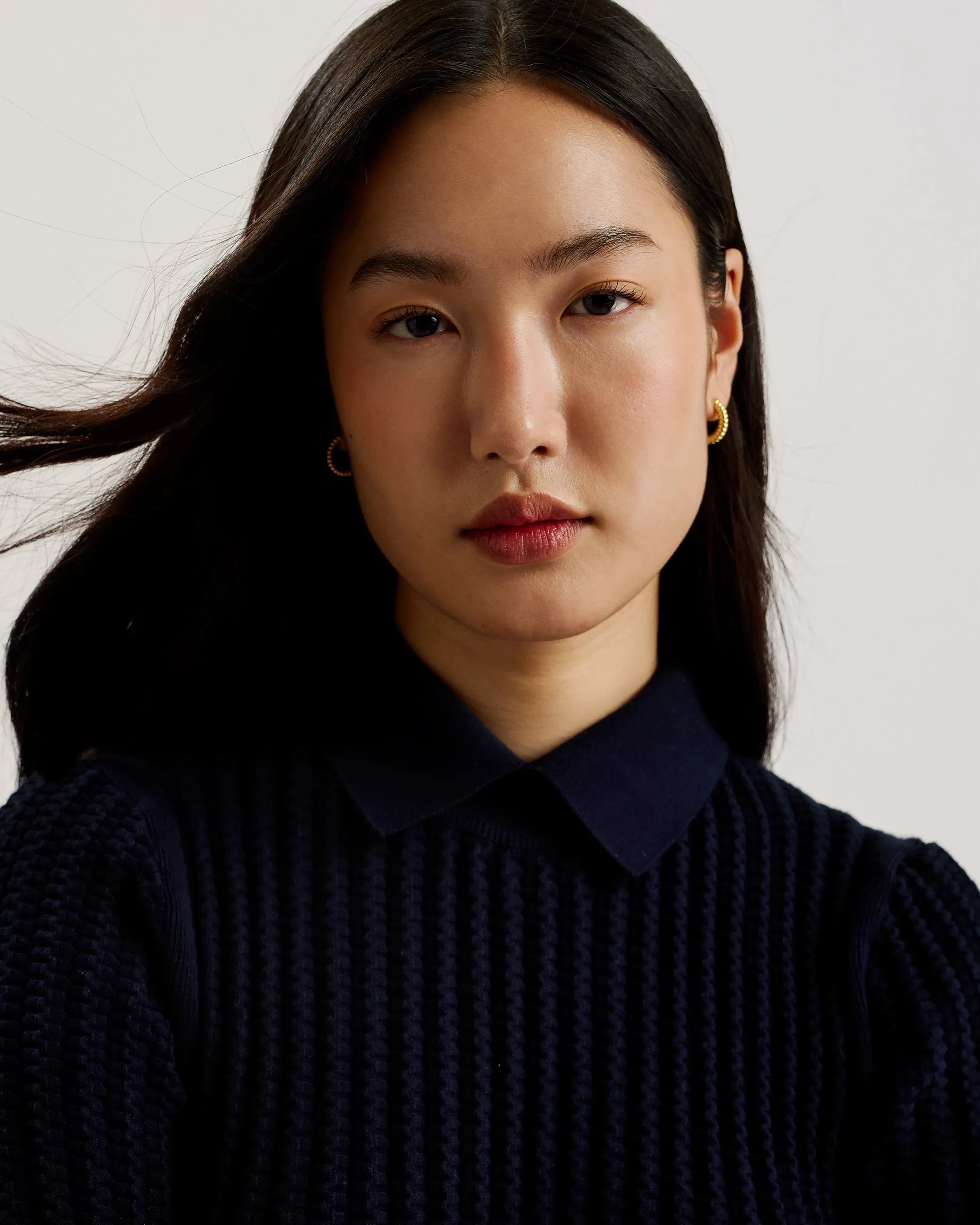 Morliee Puff Sleeve Fitted Sweater Navy