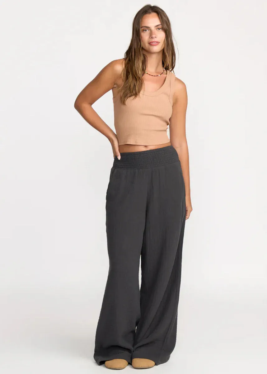 New Waves Gauze Elastic Pants - Black Sands