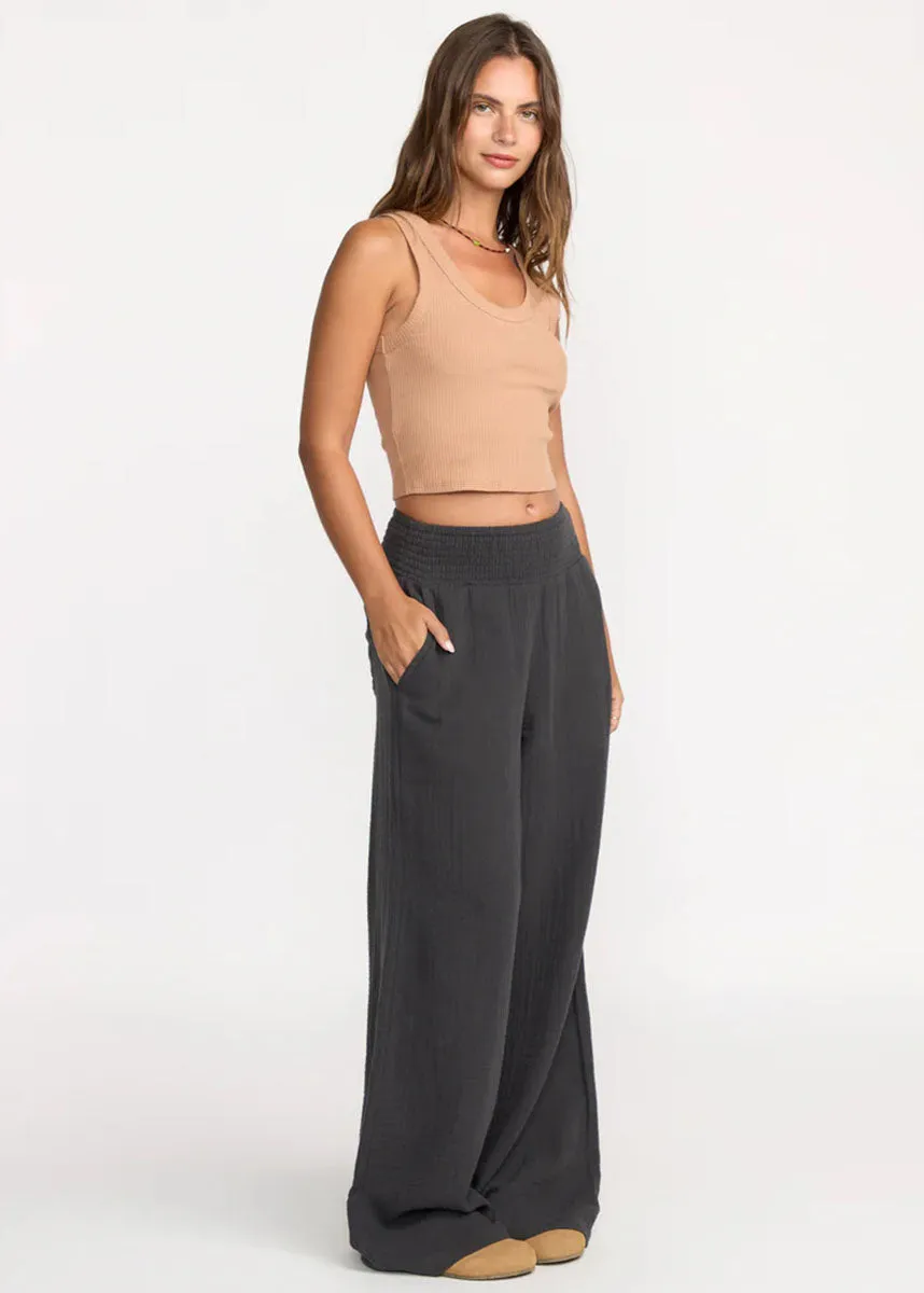 New Waves Gauze Elastic Pants - Black Sands