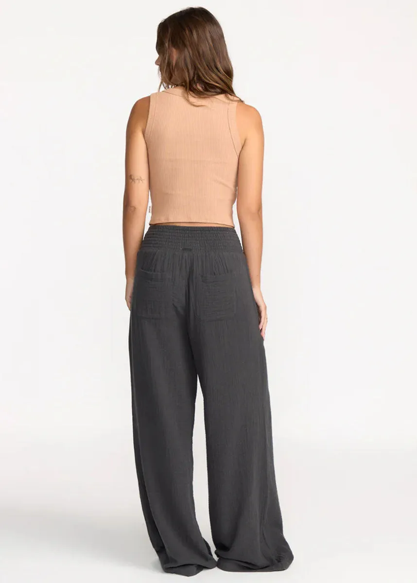 New Waves Gauze Elastic Pants - Black Sands