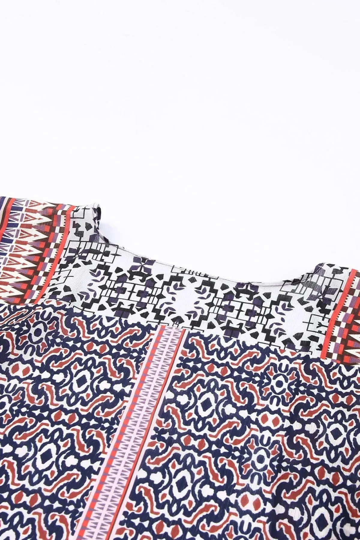 Pink Geometric Print Open Front Kimono