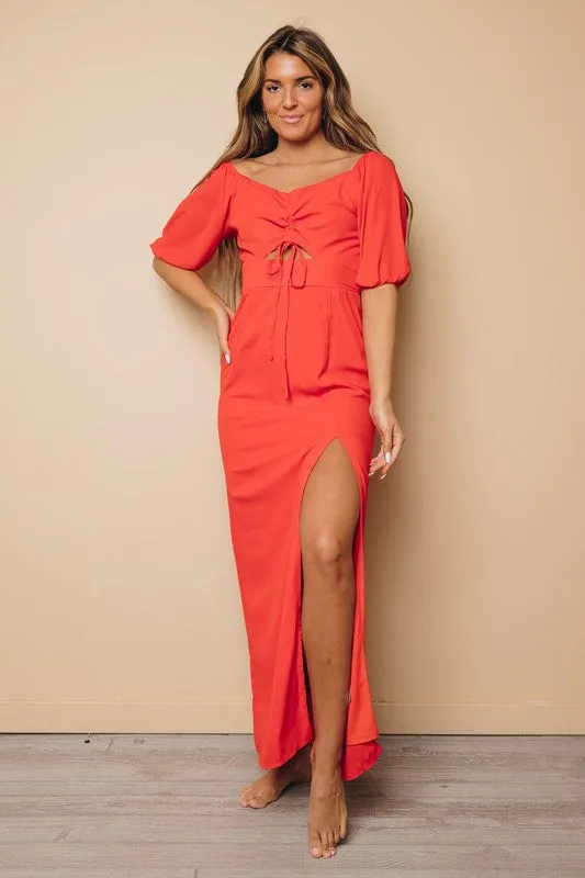 Red Maxi Dress with Split