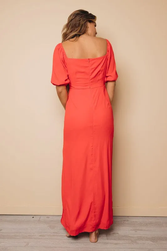 Red Maxi Dress with Split