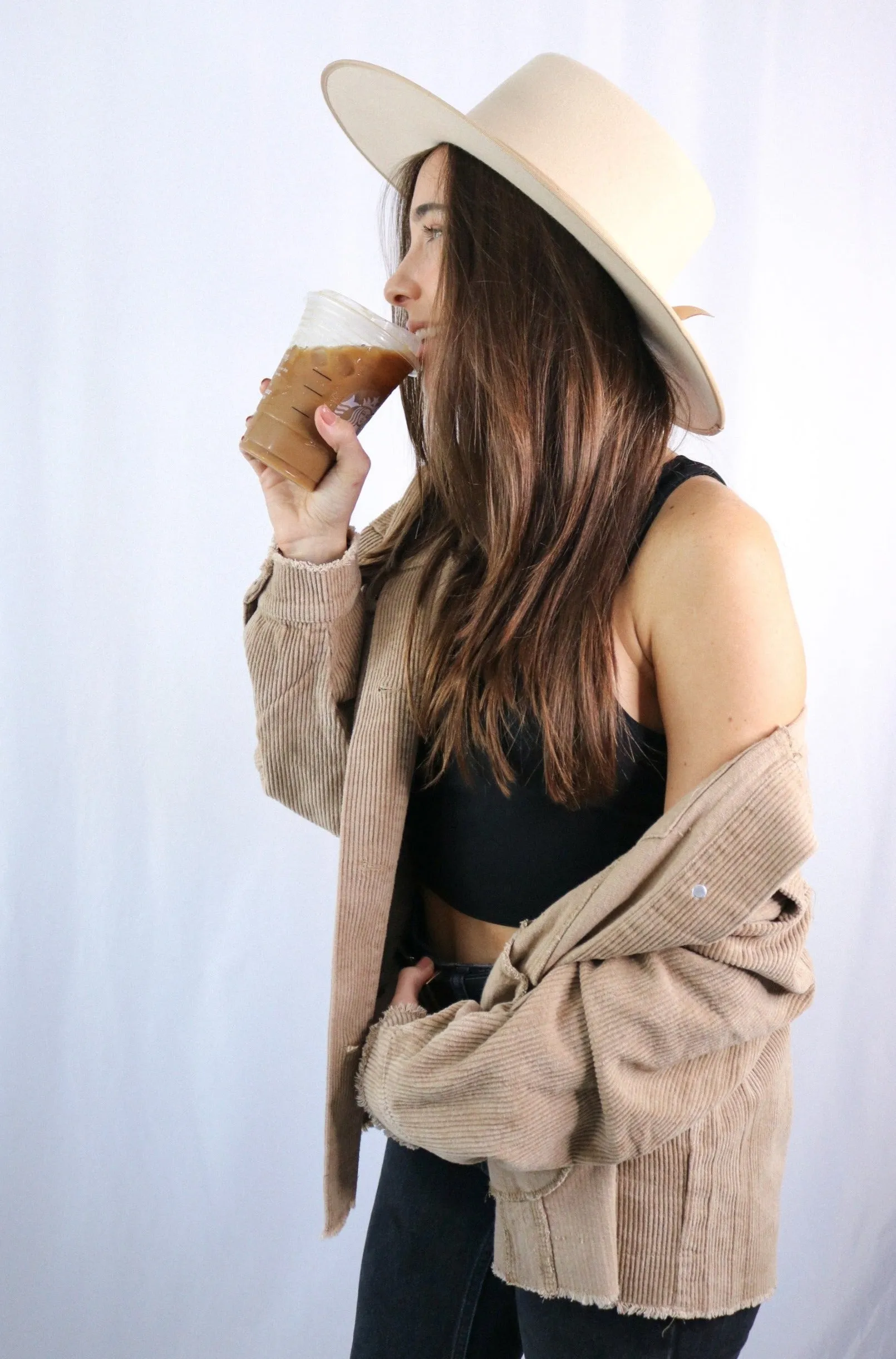 'Savannah' Buttoned Corduroy Jacket in Tan
