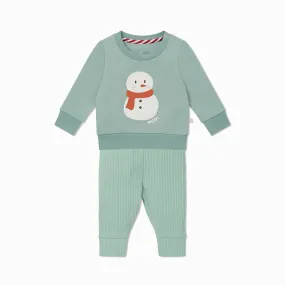 Snowman Sweatshirt & Ribbed Leggings Outfit