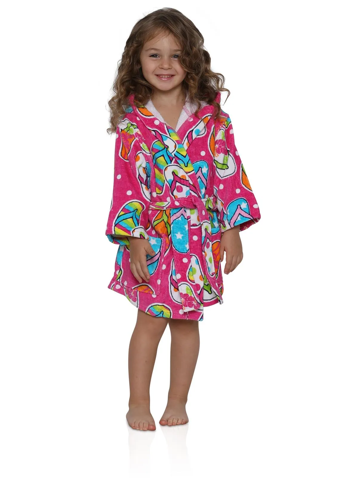 Splish Splash & Me Girls beach Bath Flip Flop Sandals Hooded Robe Cover Up